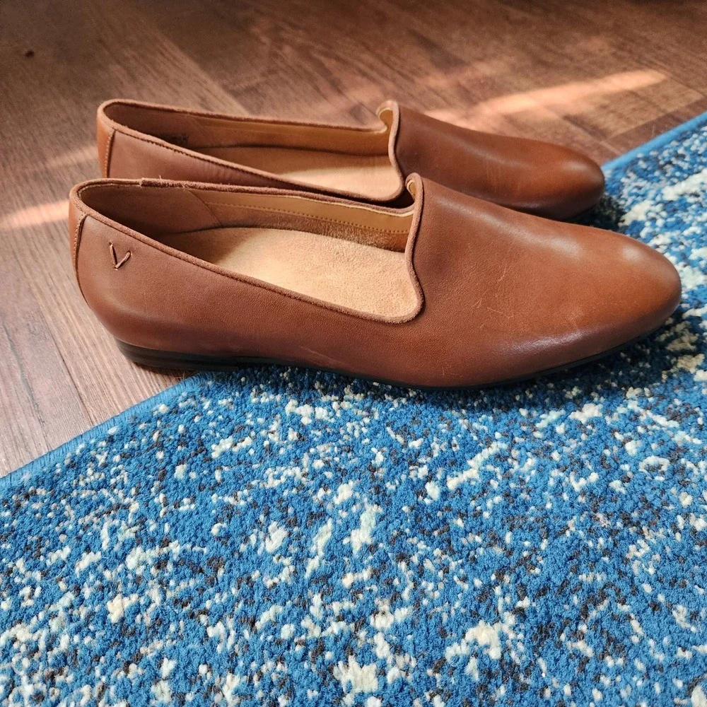 Vionic Willa II Tan Leather Pointed Toe Loafers Flats Womens 9.5 Wide Comfort